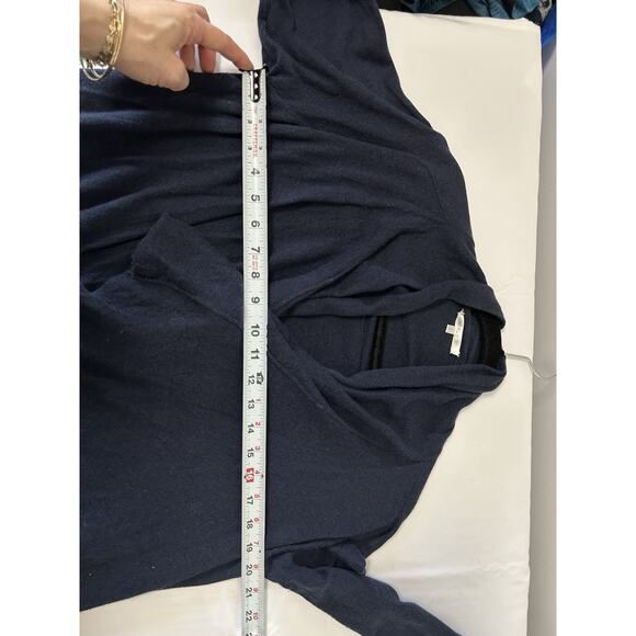 VINCE Drape Front Waterfall Navy Blue Open Wool Cardigan Sweater Medium $275 - Picture 6 of 9